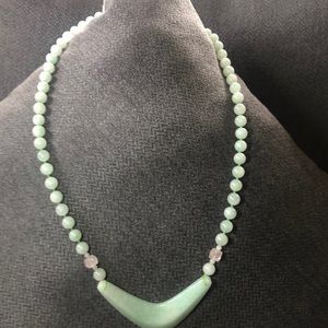 15” Jade Necklace with Chevron Pendant.
